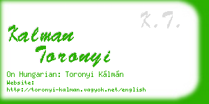 kalman toronyi business card