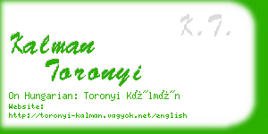 kalman toronyi business card